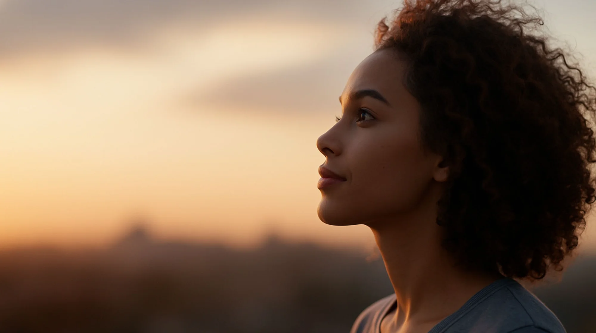Femme regardant l'horizon avec espoir
